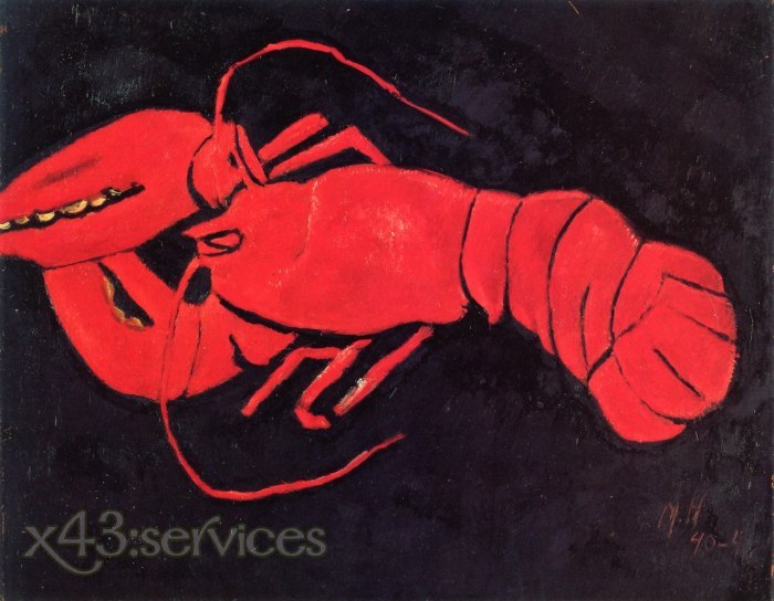 Marsden Hartley - Hummer und schwarzer Hintergrund - Lobster and Black Background